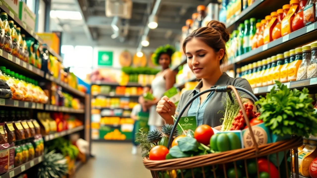 Explore prices on thrive market while shopping for healthy organic products in a vibrant market.