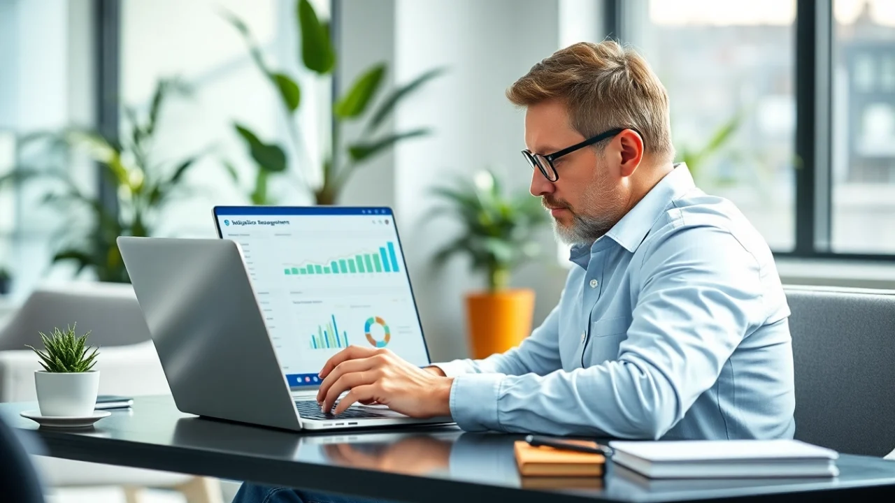 Engaging scene of a small business subscription management setup, showcasing a professional workspace.