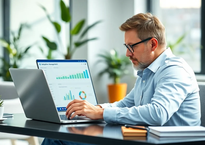 Engaging scene of a small business subscription management setup, showcasing a professional workspace.