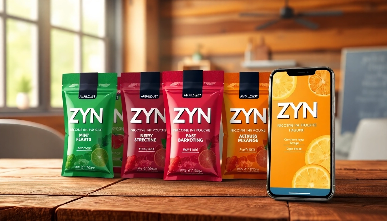 Showcasing zyn nicotine pouches in assorted flavors on a rustic wooden background.
