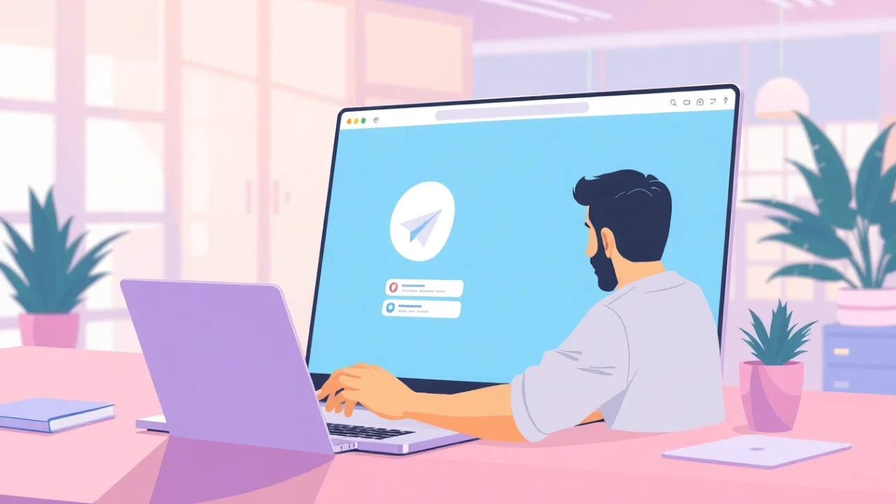 User engaging with Telegram電腦版 on a laptop, showcasing its user-friendly interface and modern design.