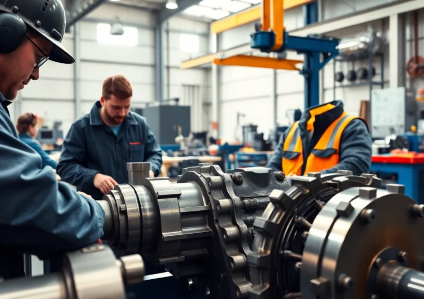 Engineers engaged in industrial fabrication in Edmonton, showcasing precision and teamwork.