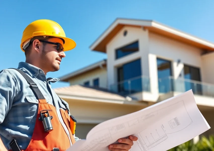 Reliable Electrical Contractor Clearwater inspecting a residential electrical system with tools and blueprints.