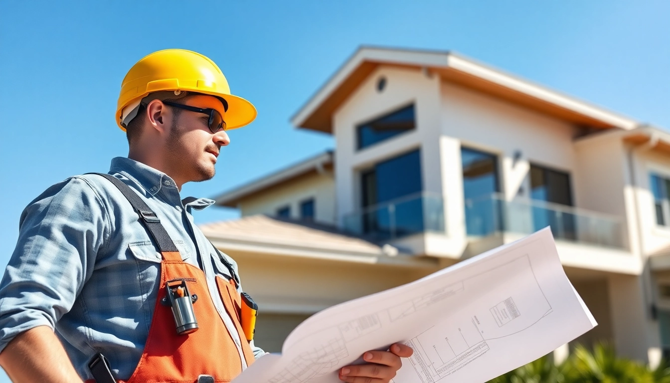 Reliable Electrical Contractor Clearwater inspecting a residential electrical system with tools and blueprints.
