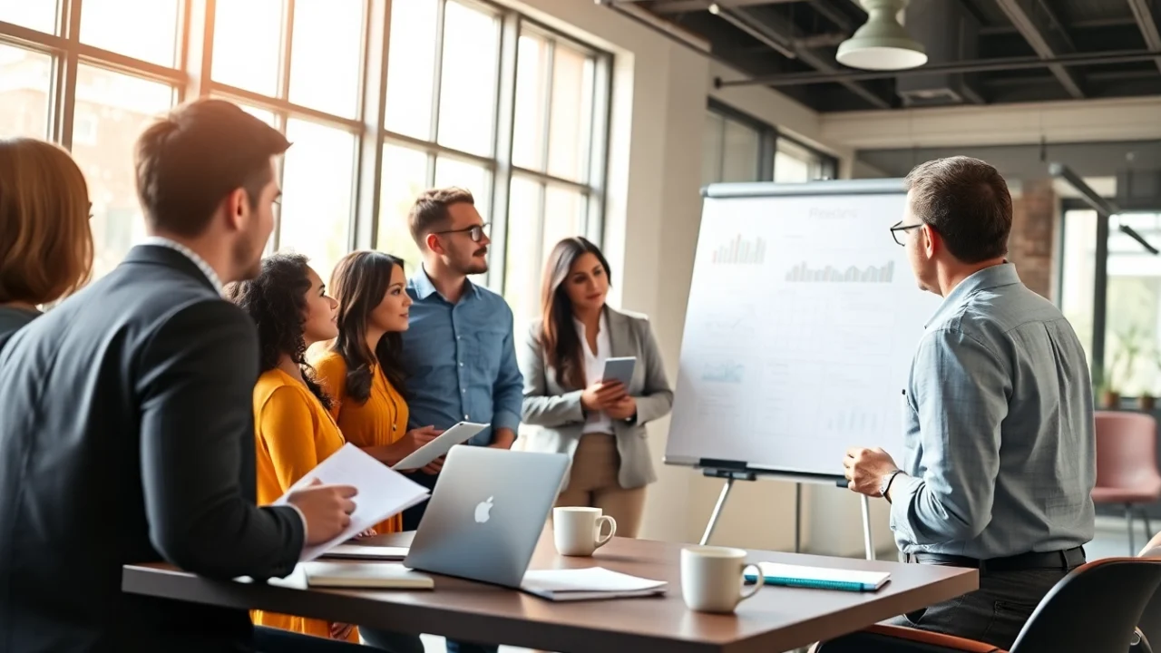 Engaging business coaching service session fostering entrepreneurial growth among diverse participants.