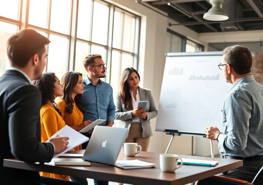 Engaging business coaching service session fostering entrepreneurial growth among diverse participants.