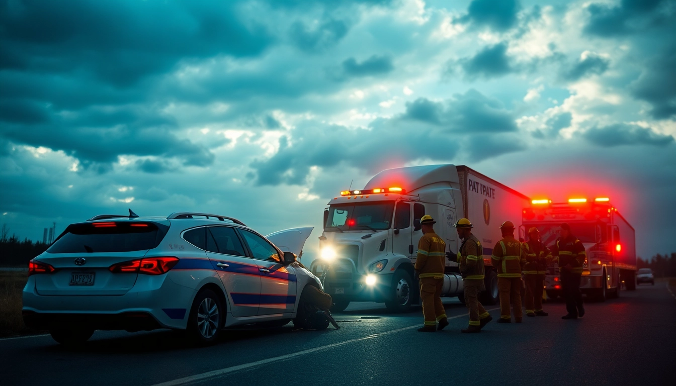 A visual representation of Düzce'de trafik kazası, depicting a pat pat and truck collision site with emergency responders aiding victims.