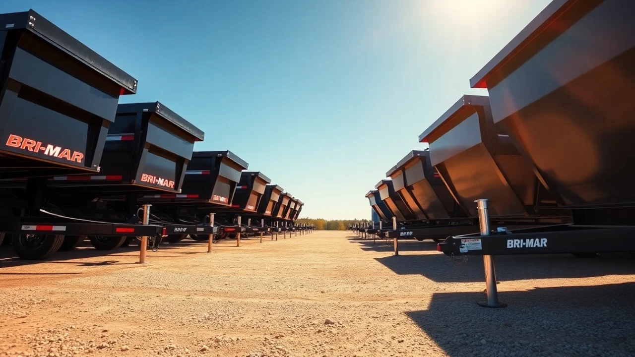 Find Bri-Mar trailers for sale near me showcasing various models in a vibrant outdoor setting.