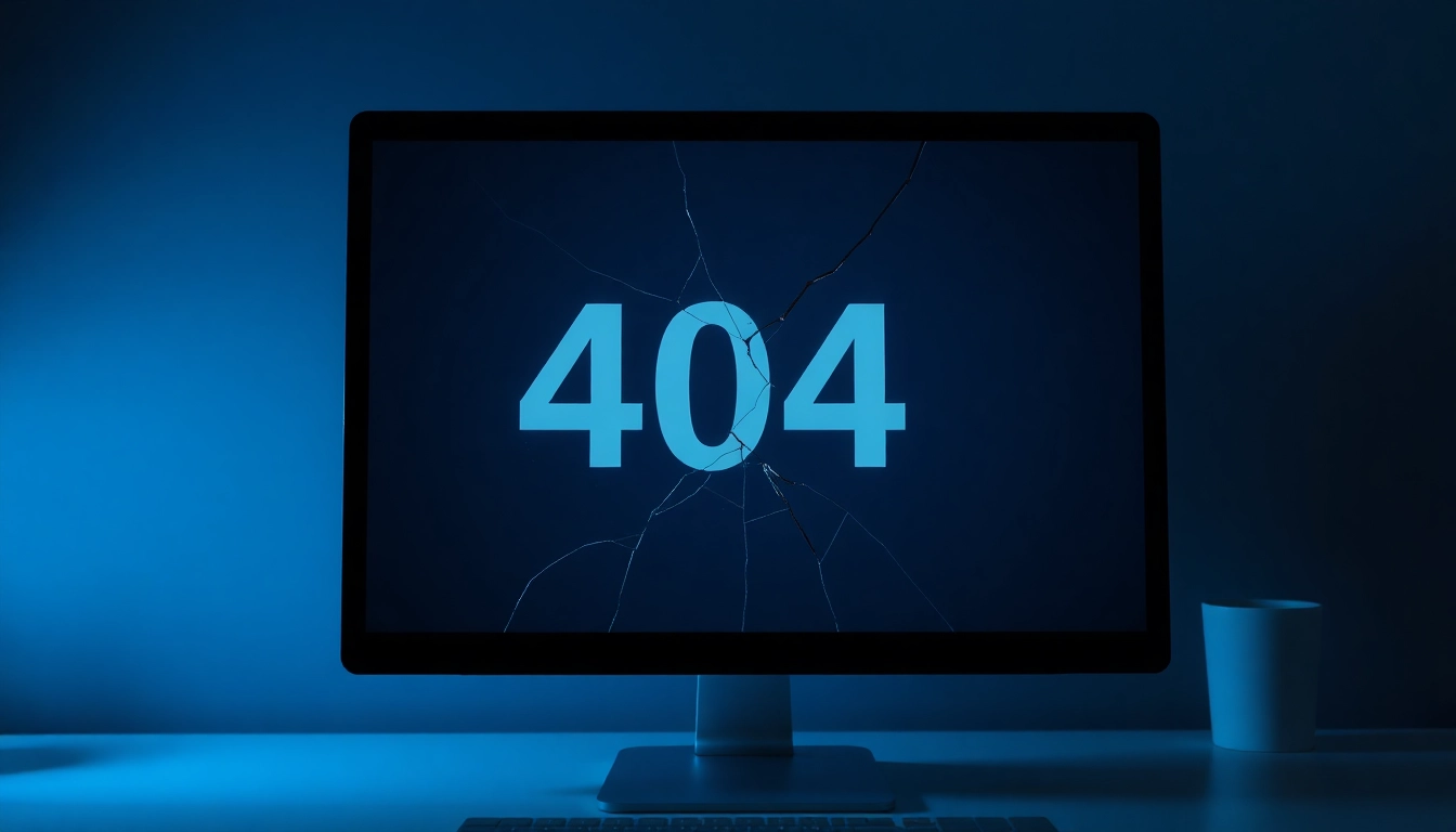 Visualize a 404 Not Found error screen with line電腦版下載 themes, highlighting the need for digital solutions.