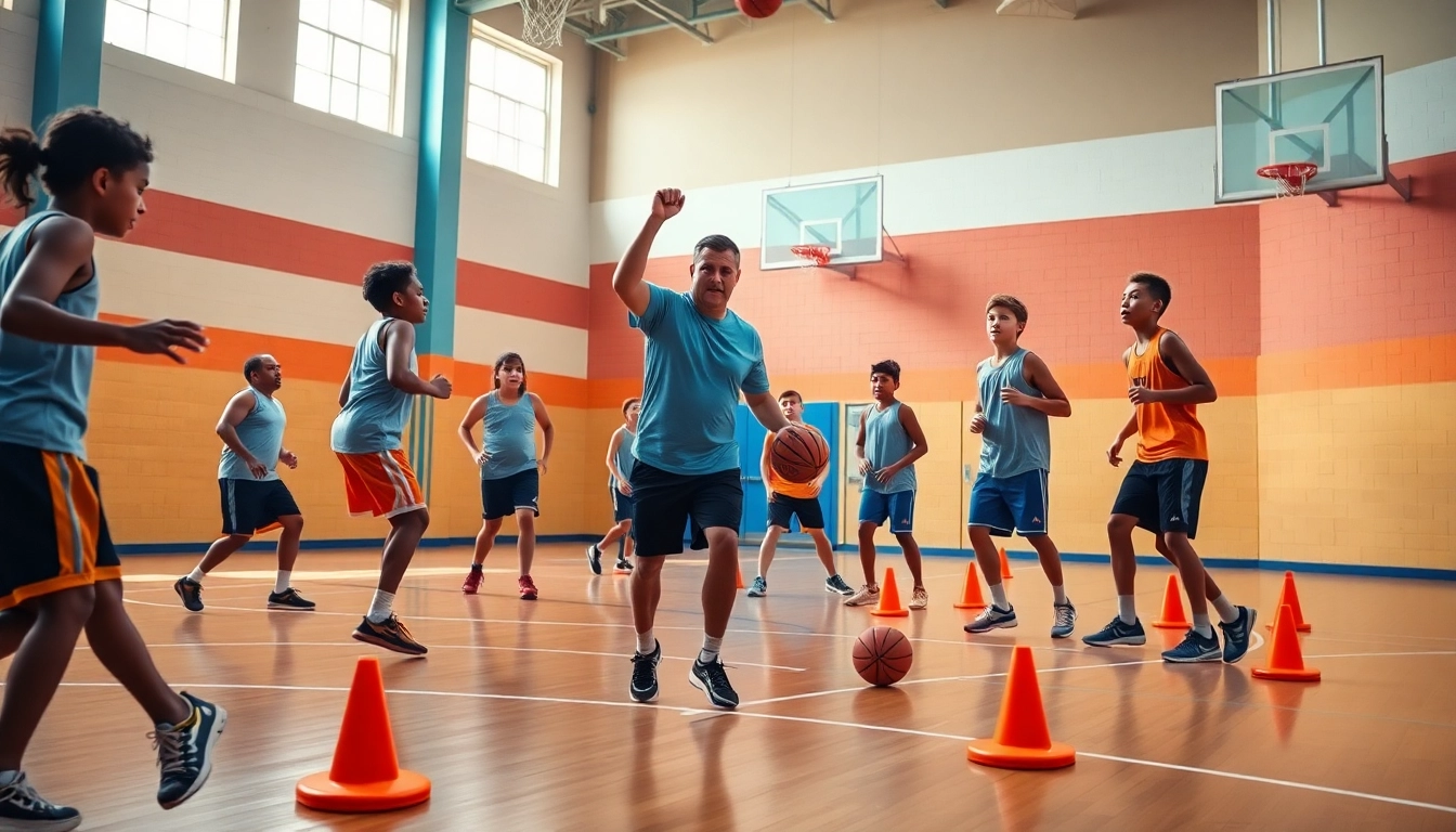 Training session at Takeover Basketball Academy showcasing young athletes practicing basketball skills.