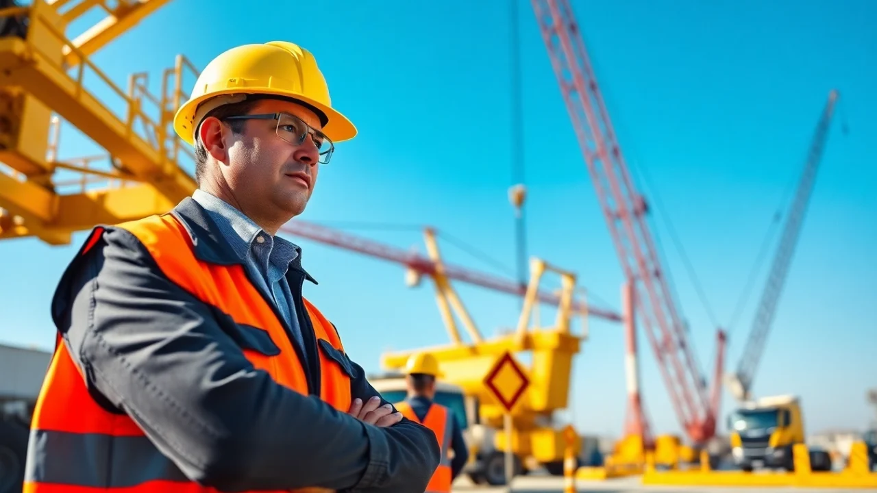 View of NVQ Level 4 Crane supervisor answers in an active construction site, showcasing teamwork and safety.