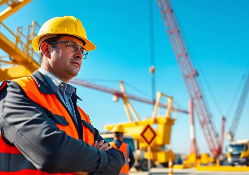 View of NVQ Level 4 Crane supervisor answers in an active construction site, showcasing teamwork and safety.