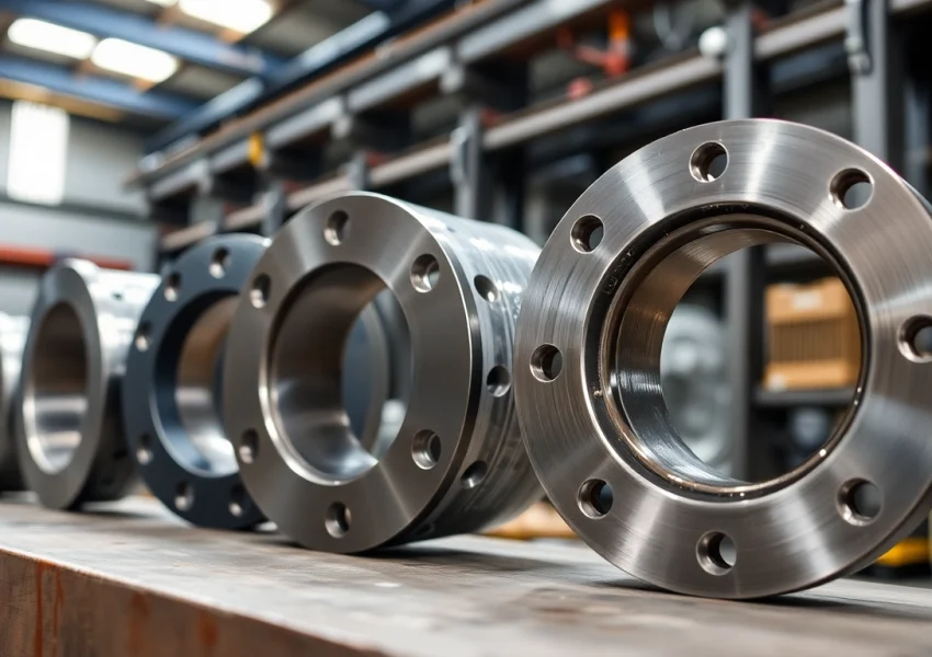 Showcasing flange dimensions for various types in a detailed workshop context with precision focus.