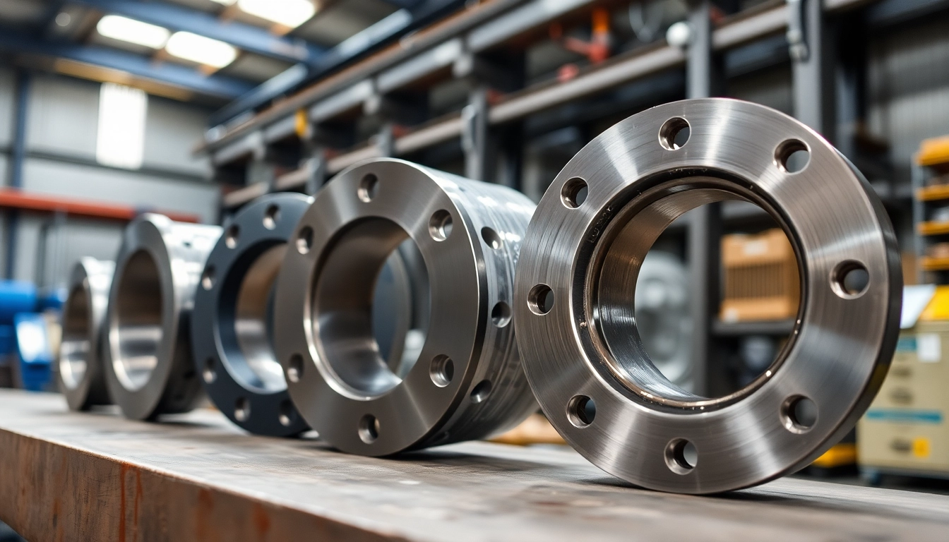 Showcasing flange dimensions for various types in a detailed workshop context with precision focus.