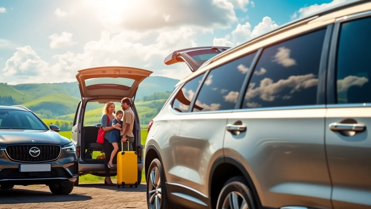 Enjoy reliable car rental in Uganda with a family embarking on an adventure in a stylish SUV.