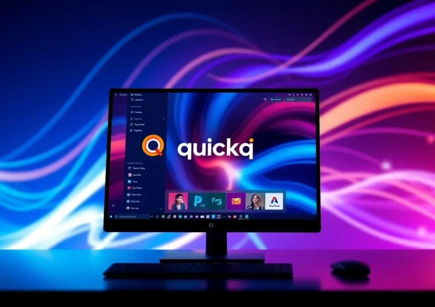 Showcase quickq下载 on a modern desktop with a clear interface amidst a stylish digital setup.