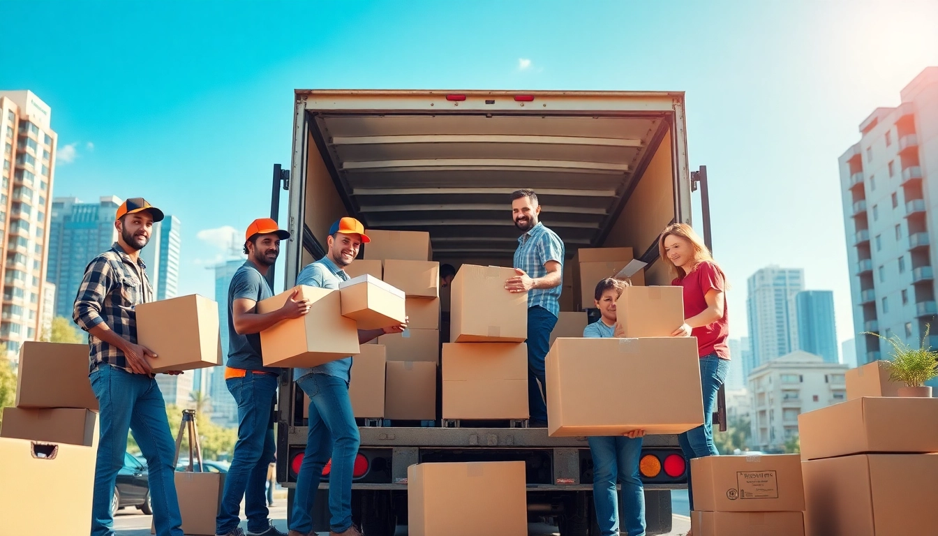 Packing items efficiently by a professional moving company Canada team in an urban setting