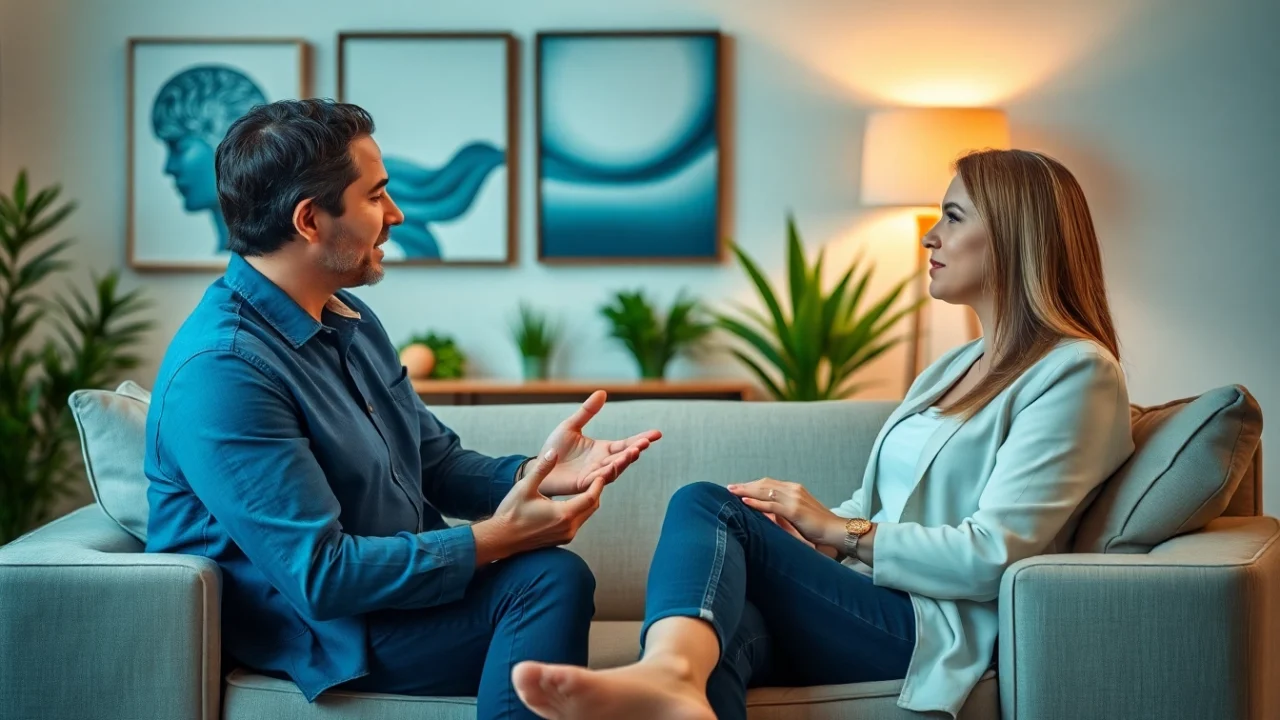 Engage in German Personality Disorder Therapy in Dubai with a professional therapist in a calming office setting.