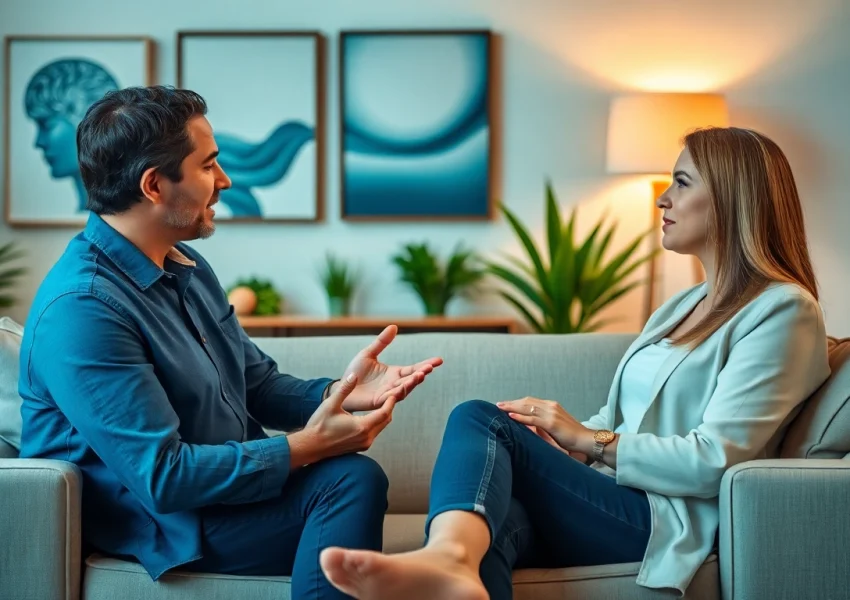 Engage in German Personality Disorder Therapy in Dubai with a professional therapist in a calming office setting.