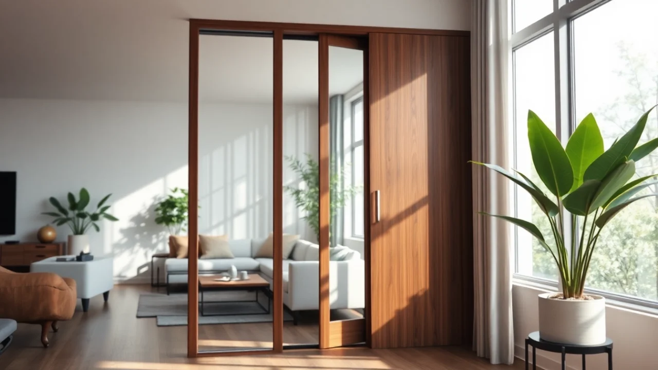Transform your space with a sliding partition wall that blends style and functionality.