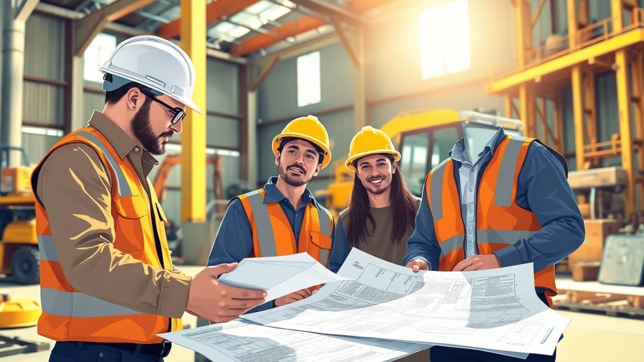 Analyze NVQ level 6 construction site management questions and answers pdf with a professional team at a construction site.