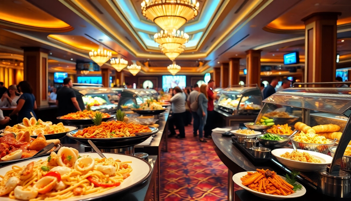 Indulge in an array of delicious Buffets in Vegas featuring vibrant dishes on display.