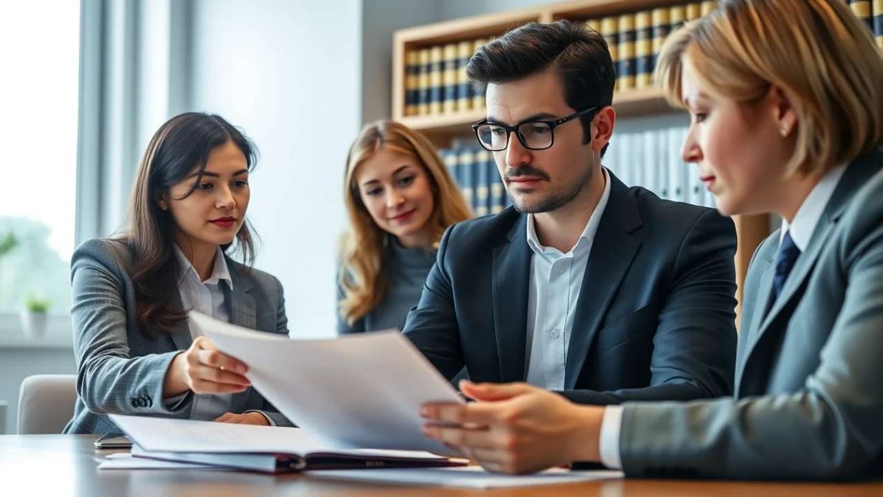 Engaging family lawyers Adelaide assisting clients in a professional office setup.