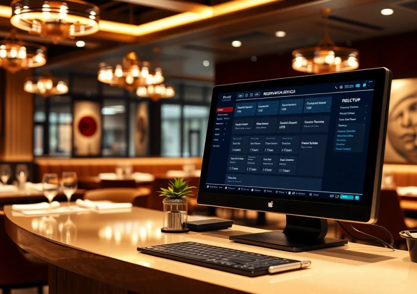 Showcasing Reservation Services at a modern restaurant reservation desk setup