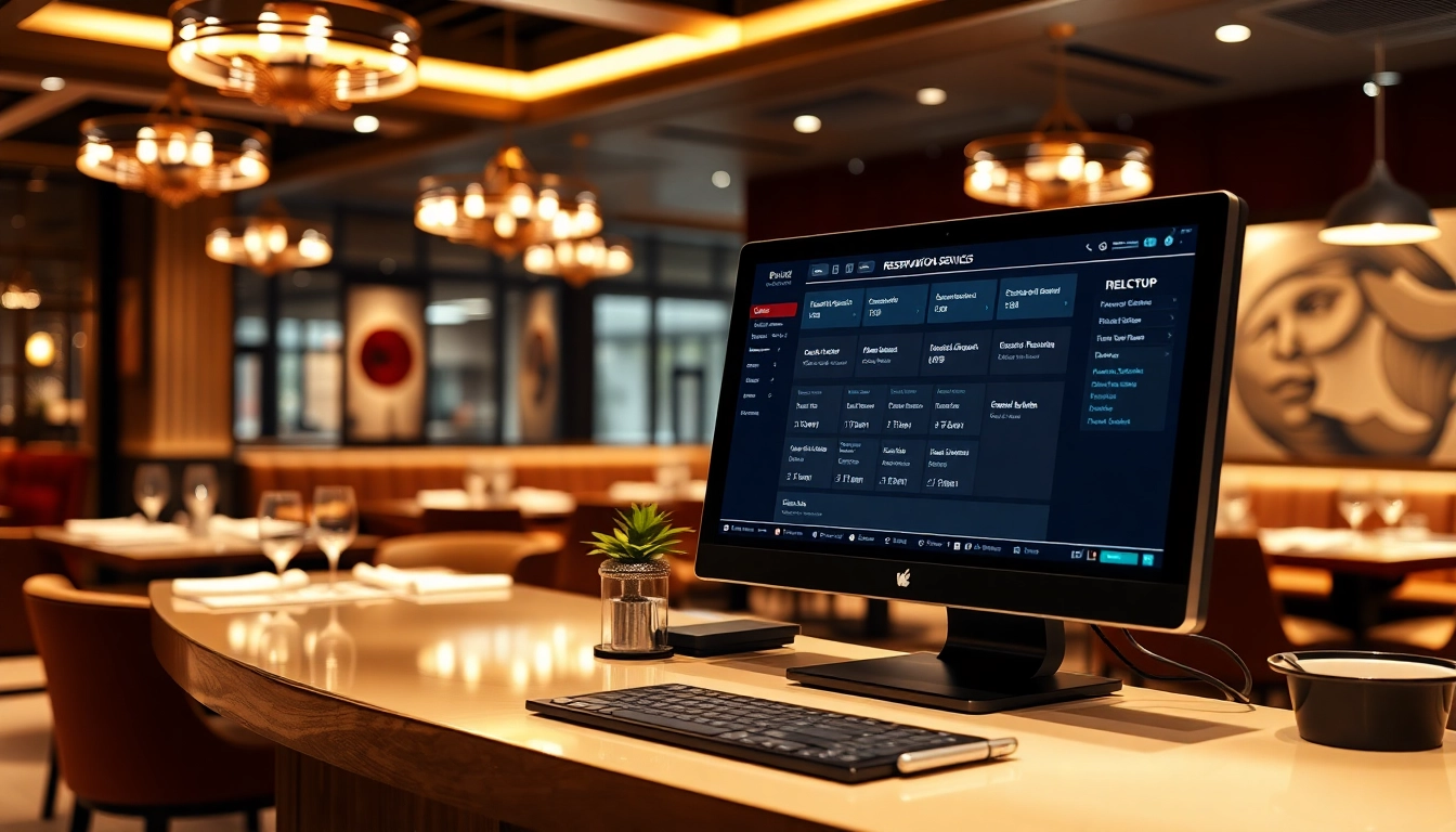 Showcasing Reservation Services at a modern restaurant reservation desk setup