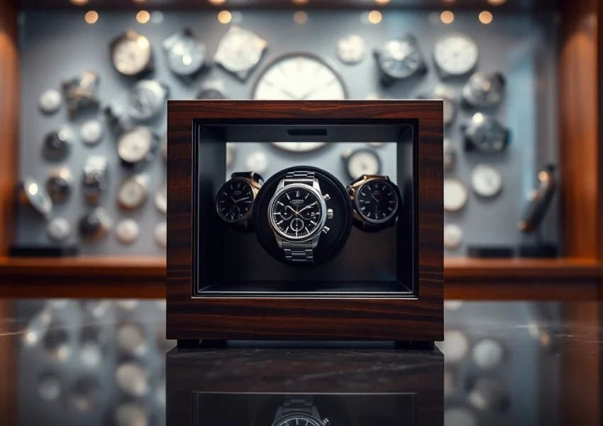 Elegant watch winder displaying luxury craftsmanship, perfect for keeping automatic watches energized.