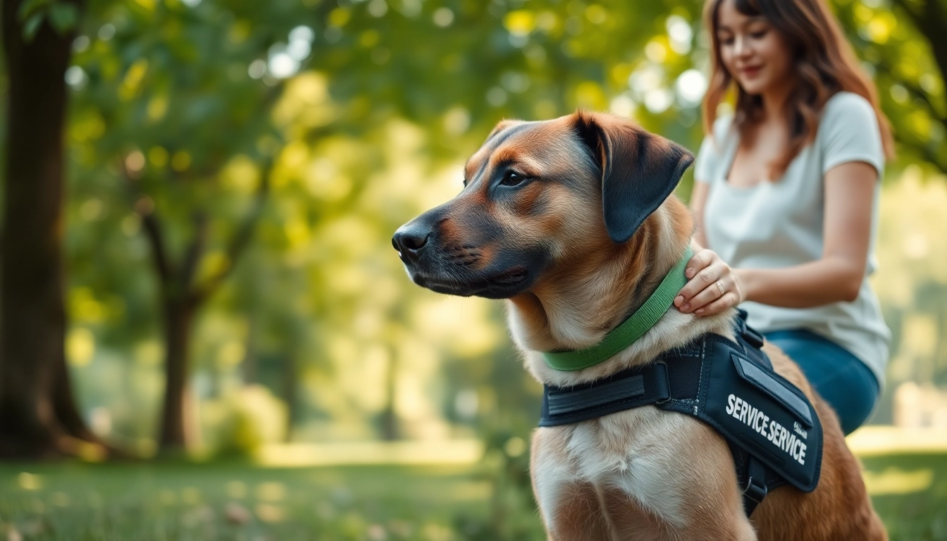 Engaging psychiatric service dogs for sale assisting individuals in a tranquil environment.