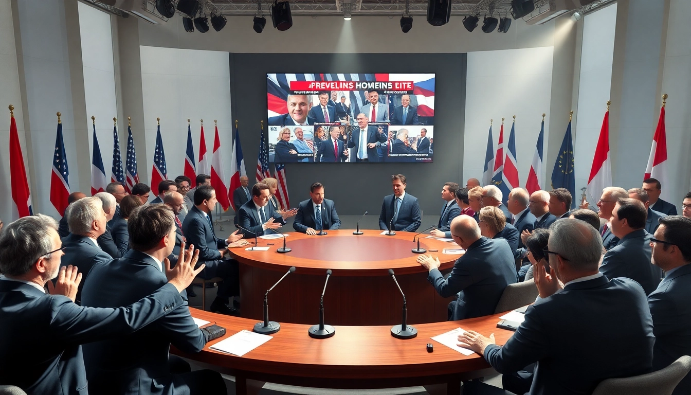 Engaging scene of current politics with diverse politicians discussing at a round table.