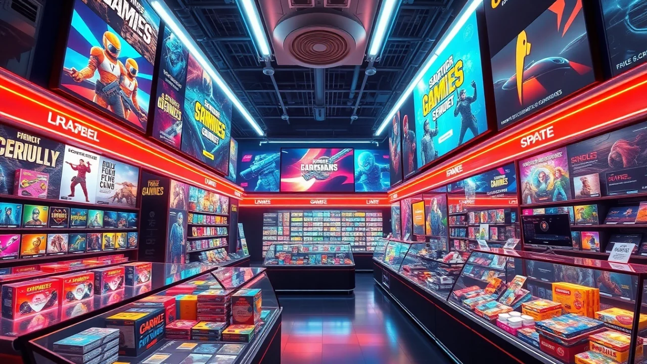 Belanja di Game Items shops menampilkan koleksi digital warna-warni dan kosmetik permainan.