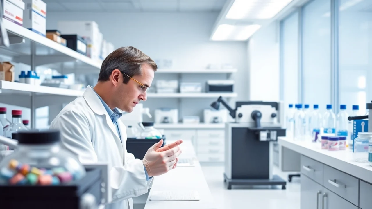 Researcher performing all check procedures on pluripotent stem cells in a laboratory setup.