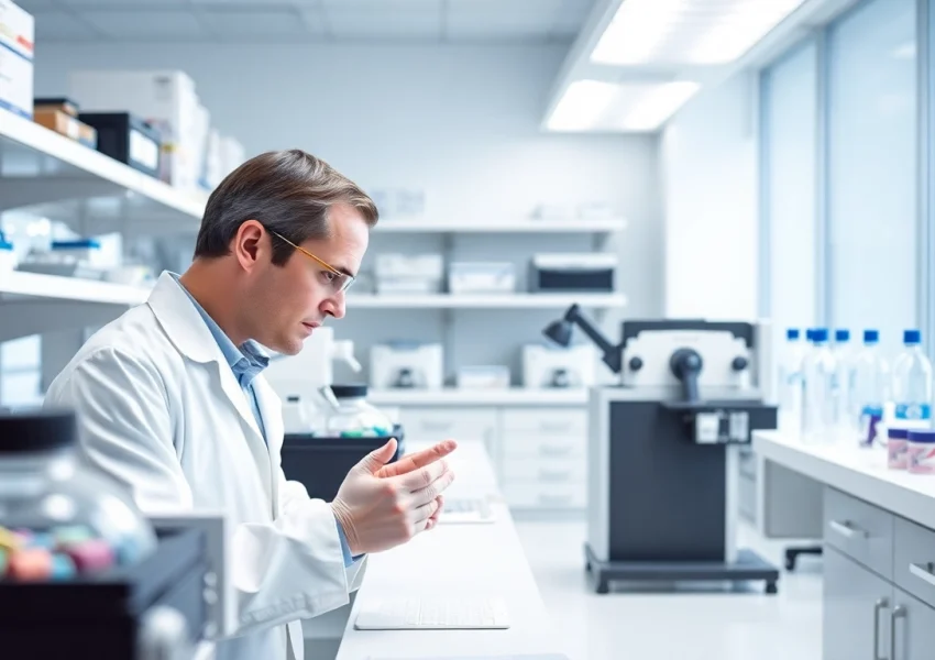 Researcher performing all check procedures on pluripotent stem cells in a laboratory setup.