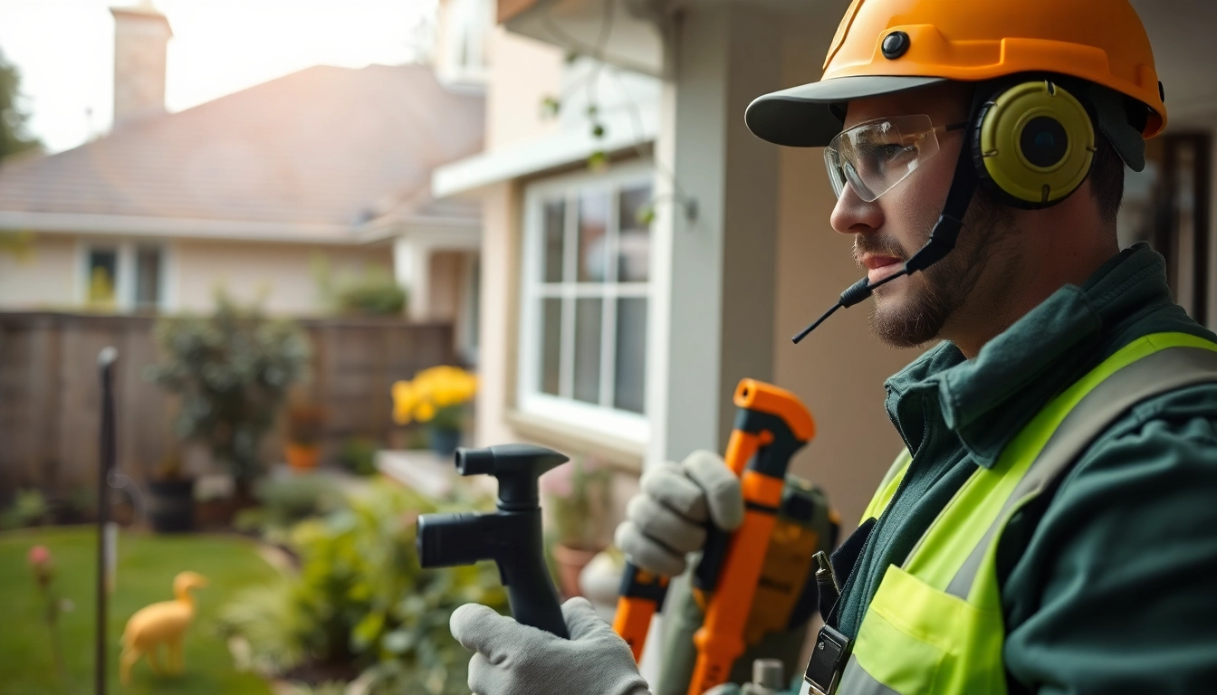Pest control near me, professional technician inspecting a home for pest entry points.