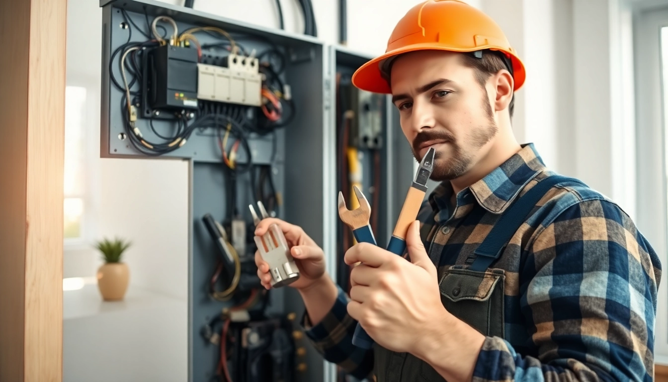 Electrical Panel Upgrade being inspected by a professional electrician in a well-lit modern home.