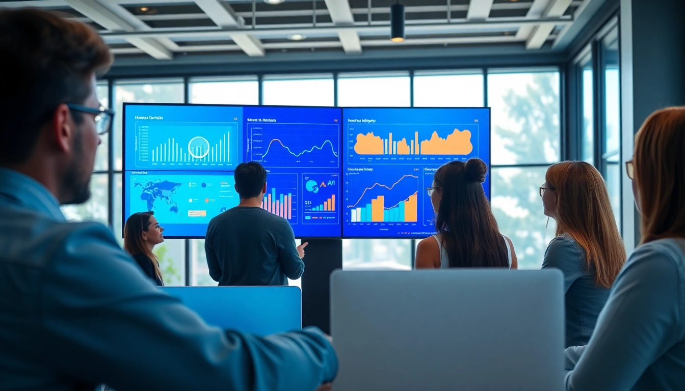 Engaged team utilizing hostmix.ai for advanced data visualization in a modern office.