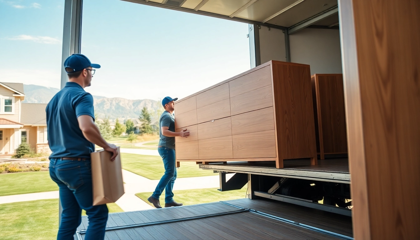 Experienced movers in Colorado loading a truck with furniture during a residential move.