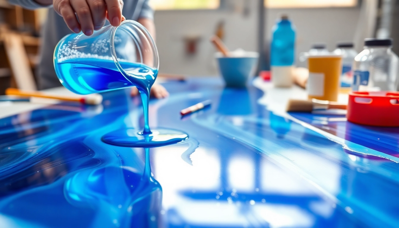Laminating resin being applied on fiberglass in a professional setting, illustrating detailed craftsmanship.
