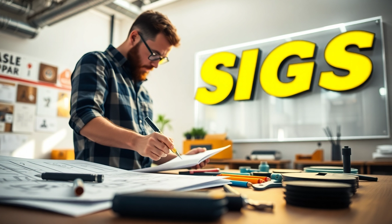 Crafting custom signage at a leading calgary sign company studio, showcasing creativity and design.