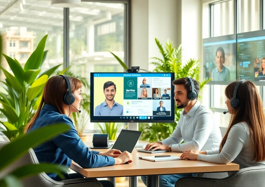 Delivering the Best Outsourced Customer Service through a professional team in a modern office.