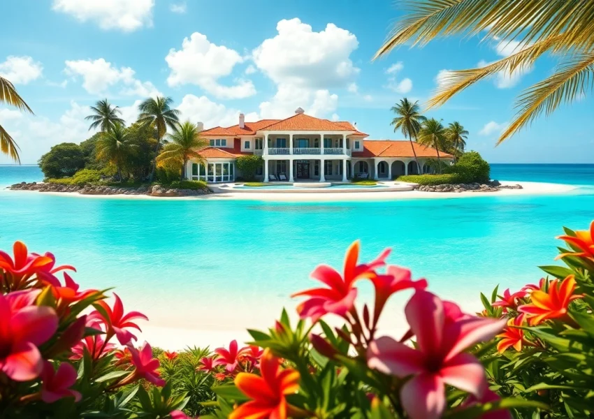 Explore beautiful jamaica real estate with a stunning beachfront villa surrounded by tropical scenery.
