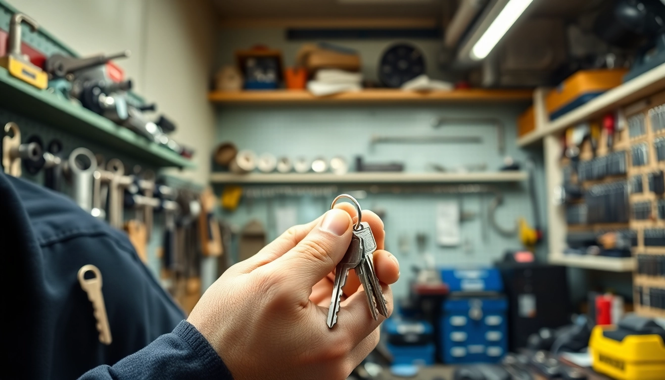 Crafting van keys in a professional locksmith workshop with tools and equipment.