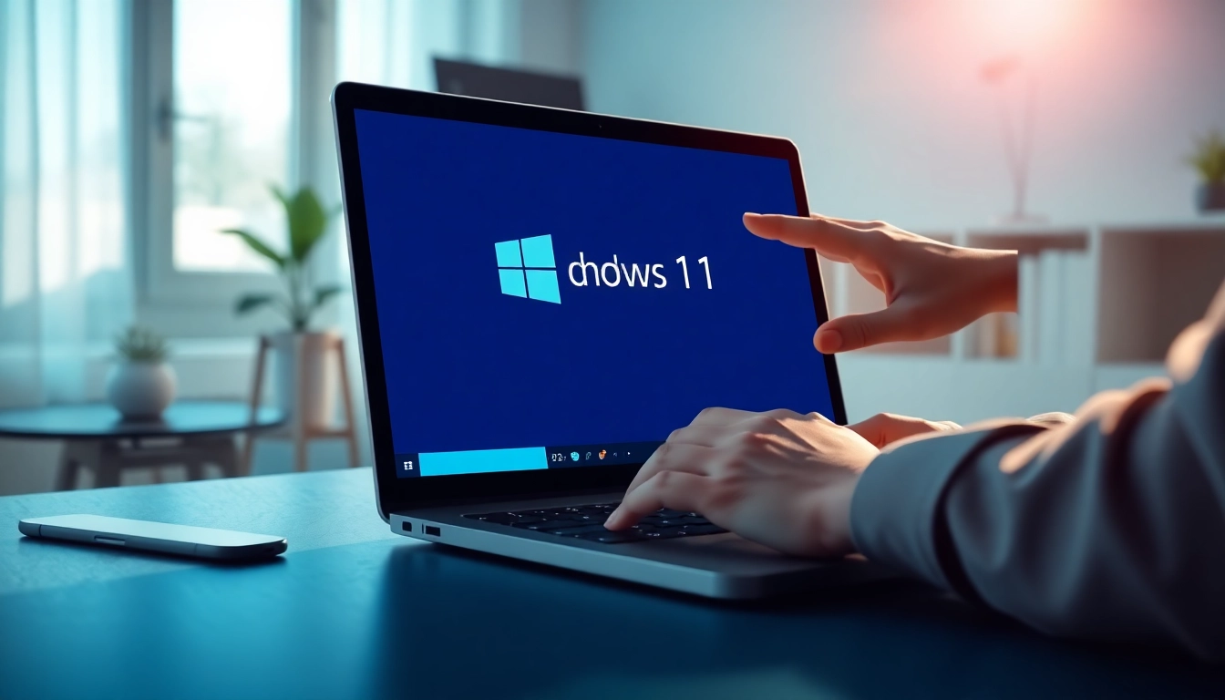 Aktivierung einer Windows 11 Pro Lizenz auf einem modernen Laptop im Home Office.