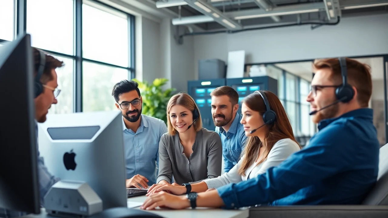 Delivering effective it support service through a professional team in a modern office.