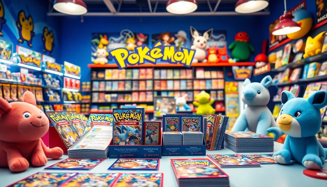 Shop for vibrant Pokémon TCG in India with diverse cards and accessories displayed prominently.