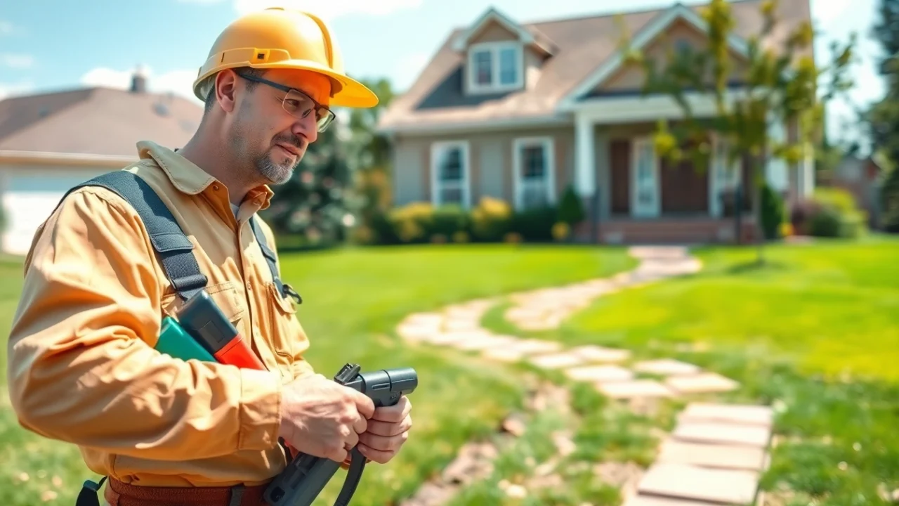 Pest control near me is expertly demonstrated by a technician assessing a home's termite risk.