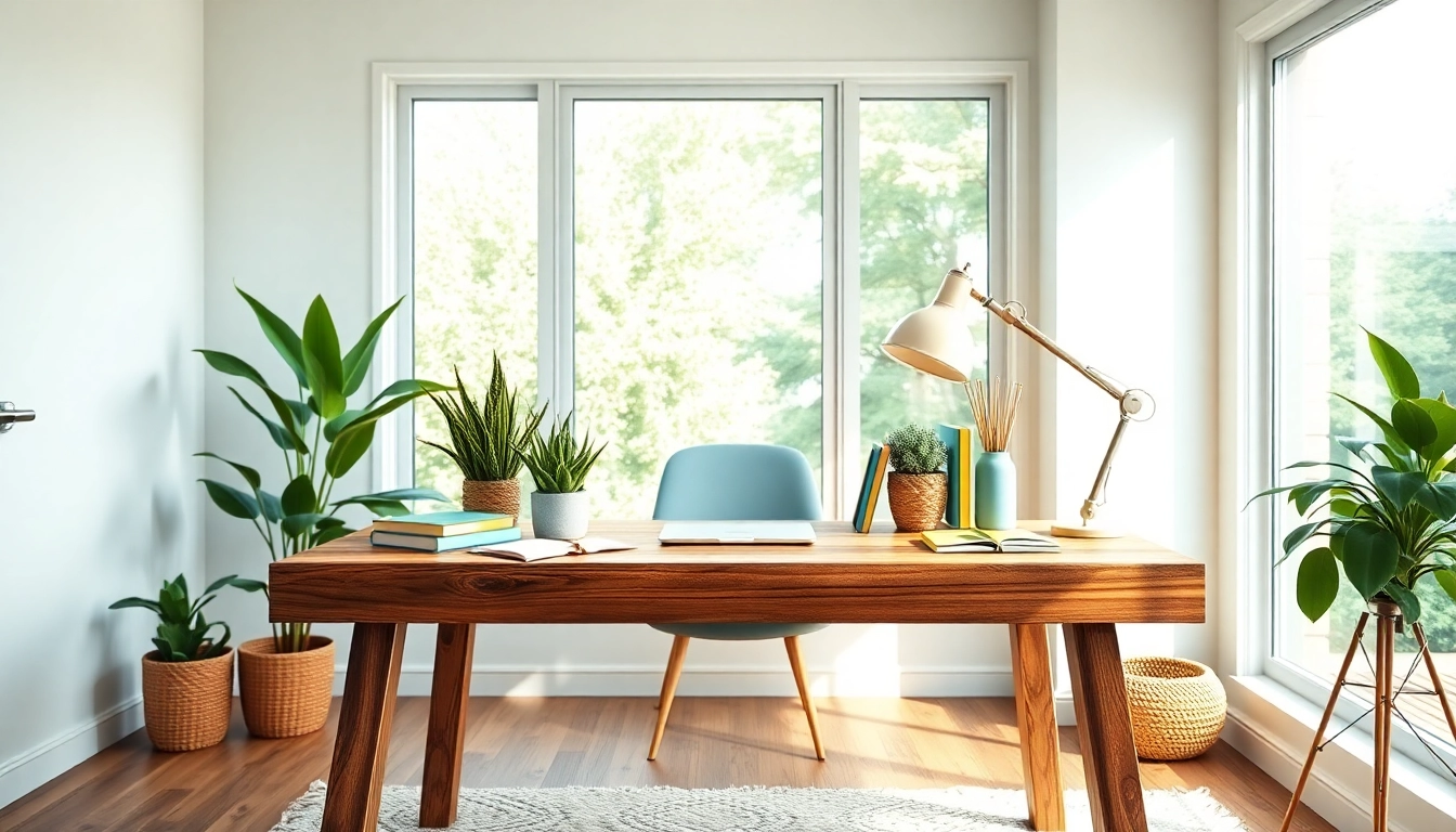 Enhance your creative living with a bright and inviting home office featuring a stylish reclaimed wood desk.