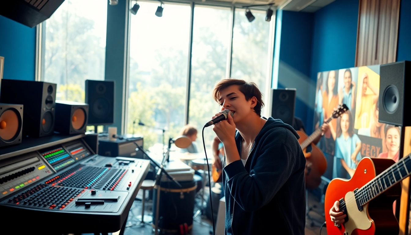 Engaging musicians collaborating in a modern recording studio, highlighting Music streaming platform innovation.